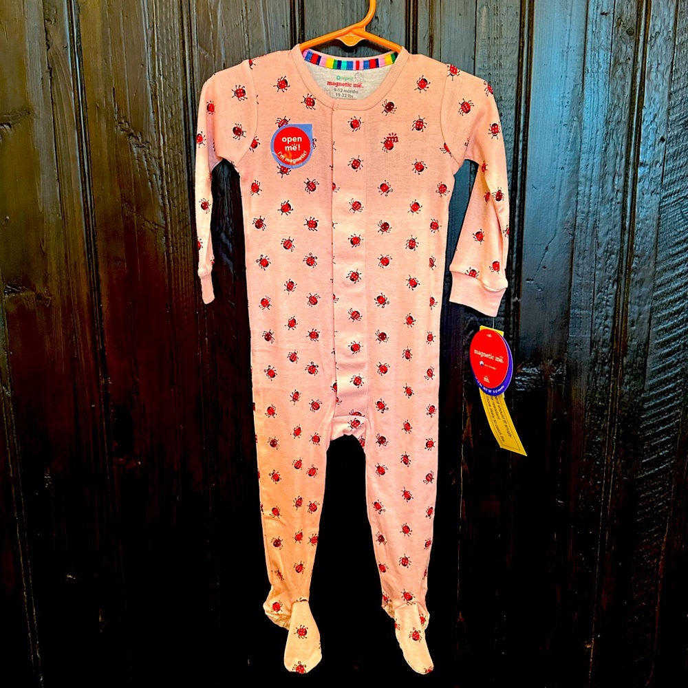 Magnetic Me Organic Cotton Footie Ladybug Lucky Charm 9-12 months